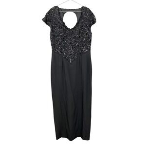 Vintage Tiffany Designs Black Beaded Sequin Keyhole Silk Formal Gown Sz 18
Maxi